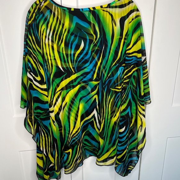 Caroline Rose Colorful Animal Print Sheer Poncho Tank Combo Women’s Size Medium - Picture 6 of 6
